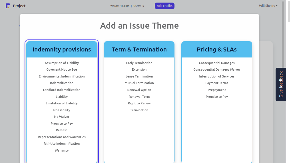 Screenshot of Issue Themes
